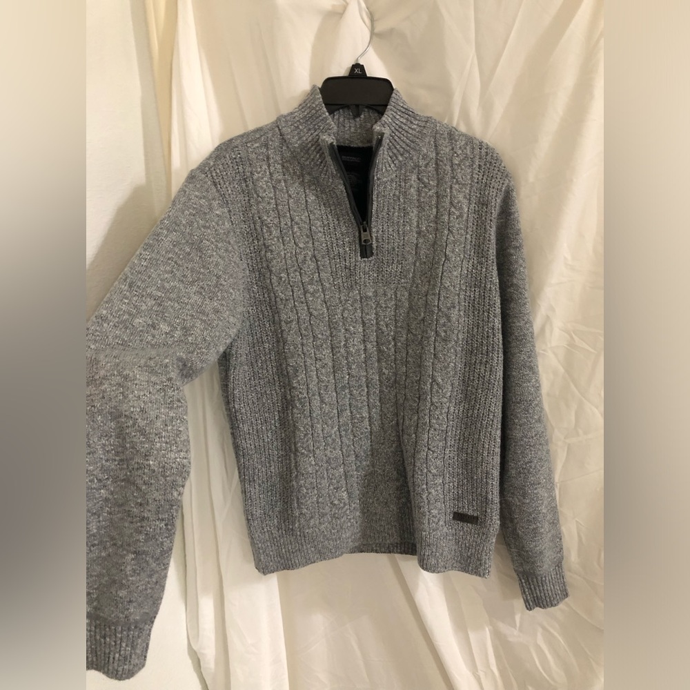 Buffalo‎ David Bitton gray tar mix black shearling lined sweater size Small new